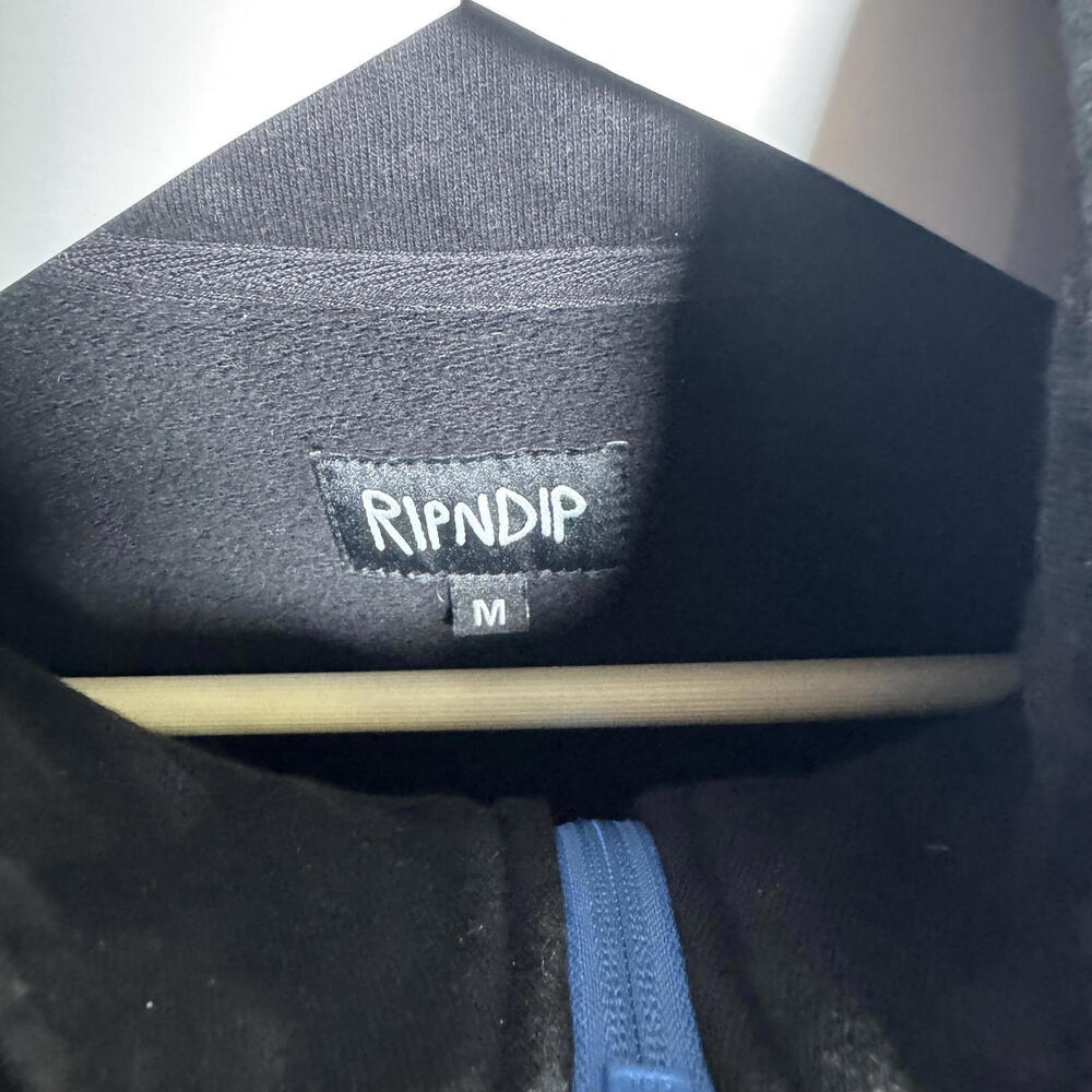 RipNDip Peeking Nermal Beverly Half Zip Pullover Sweatshirt Black Blue M - Picture 5 of 8